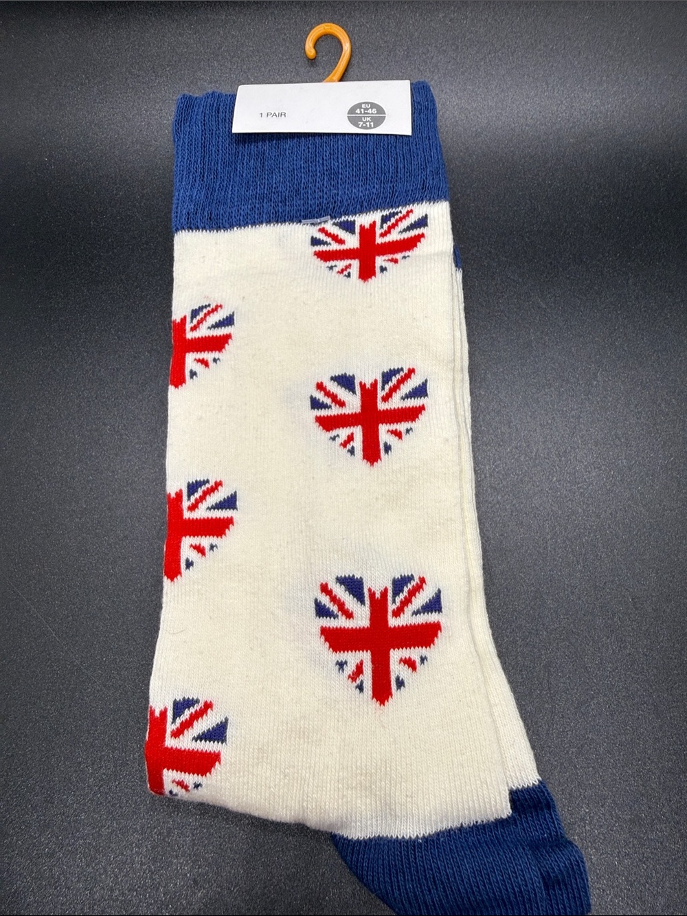 Men's Robin Armin Union Jack Heart Socks Size 8-12 US (7-11 UK) NWT